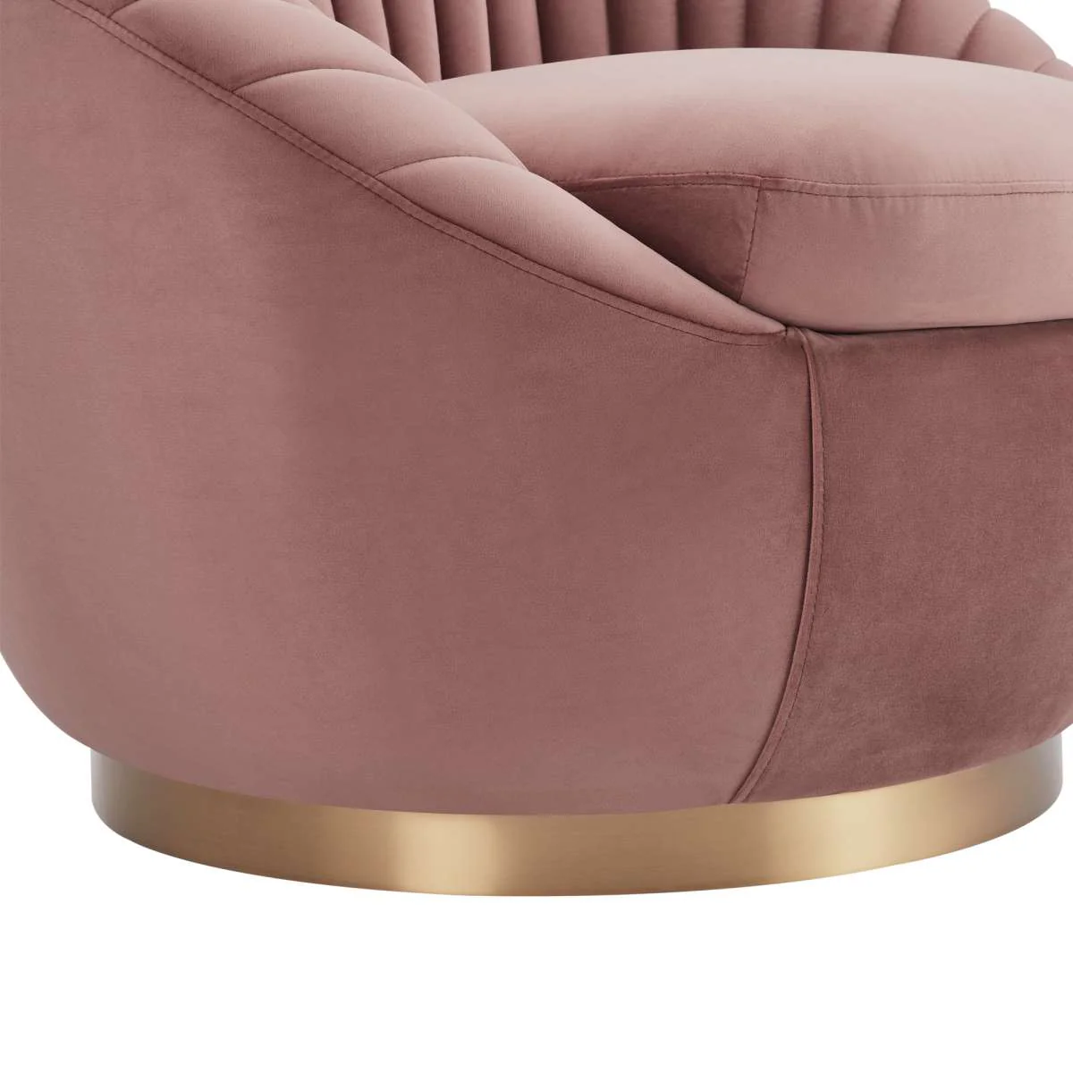 Mitzy Blush Velvet Swivel Accent Chair with Gold Base By Armen Living - Image 5