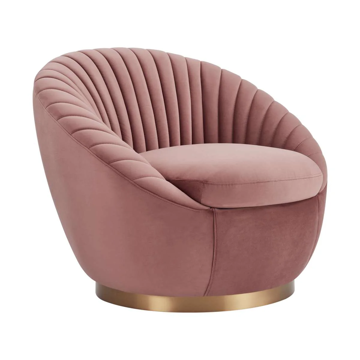 Mitzy Blush Velvet Swivel Accent Chair with Gold Base By Armen Living - Image 6