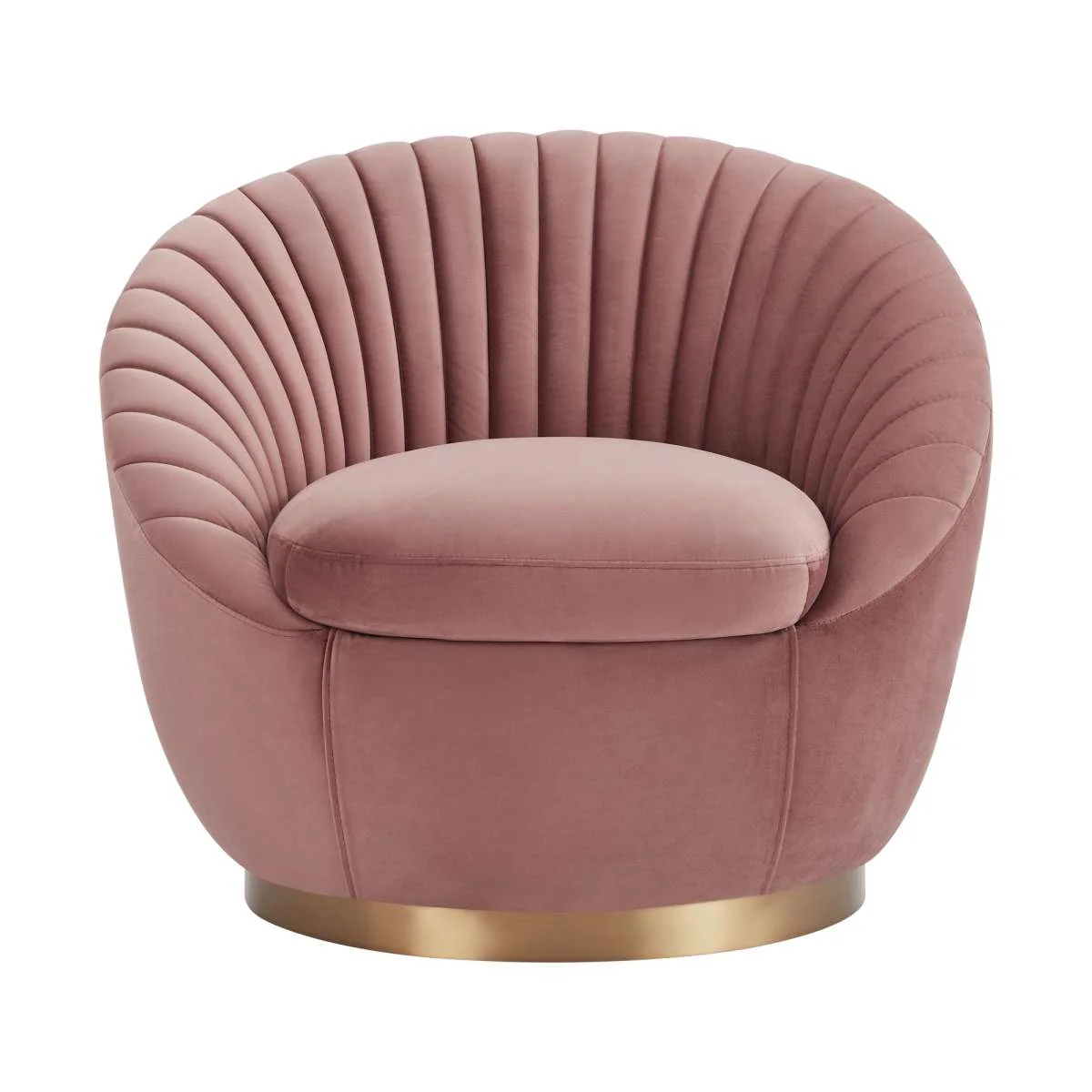 Mitzy Blush Velvet Swivel Accent Chair with Gold Base By Armen Living - Image 7