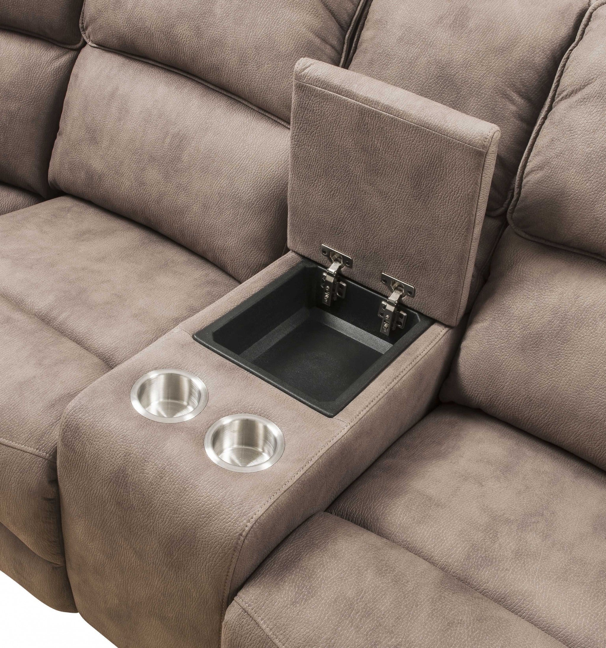 Mocha Nubuck Upholstery Metal Reclining Mechanism Sectional Sofa (Power Motion & USB) By Homeroots - Image 3