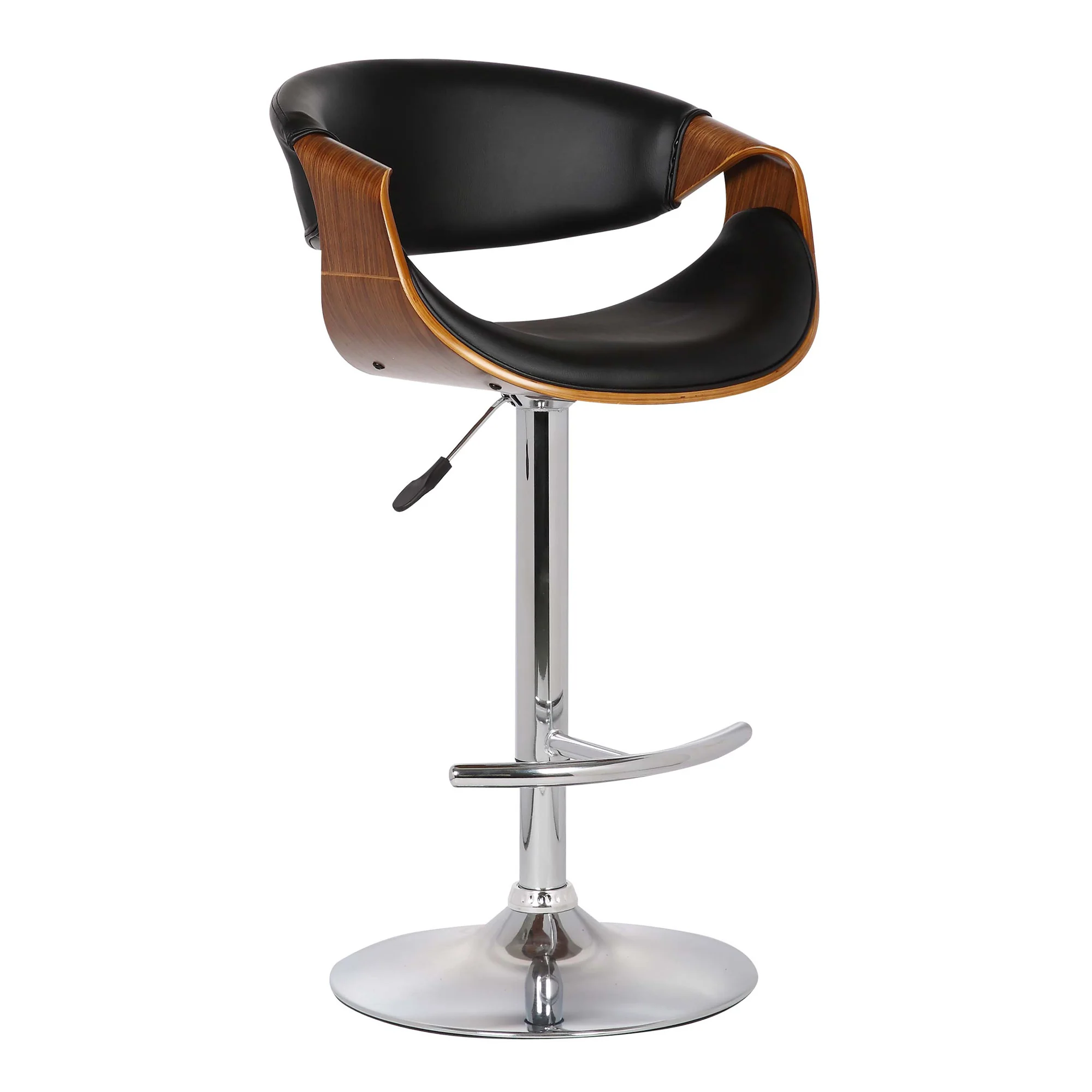 Mod Adjustable Black Faux Leather Swivel Bar Stool By Homeroots - Image 2