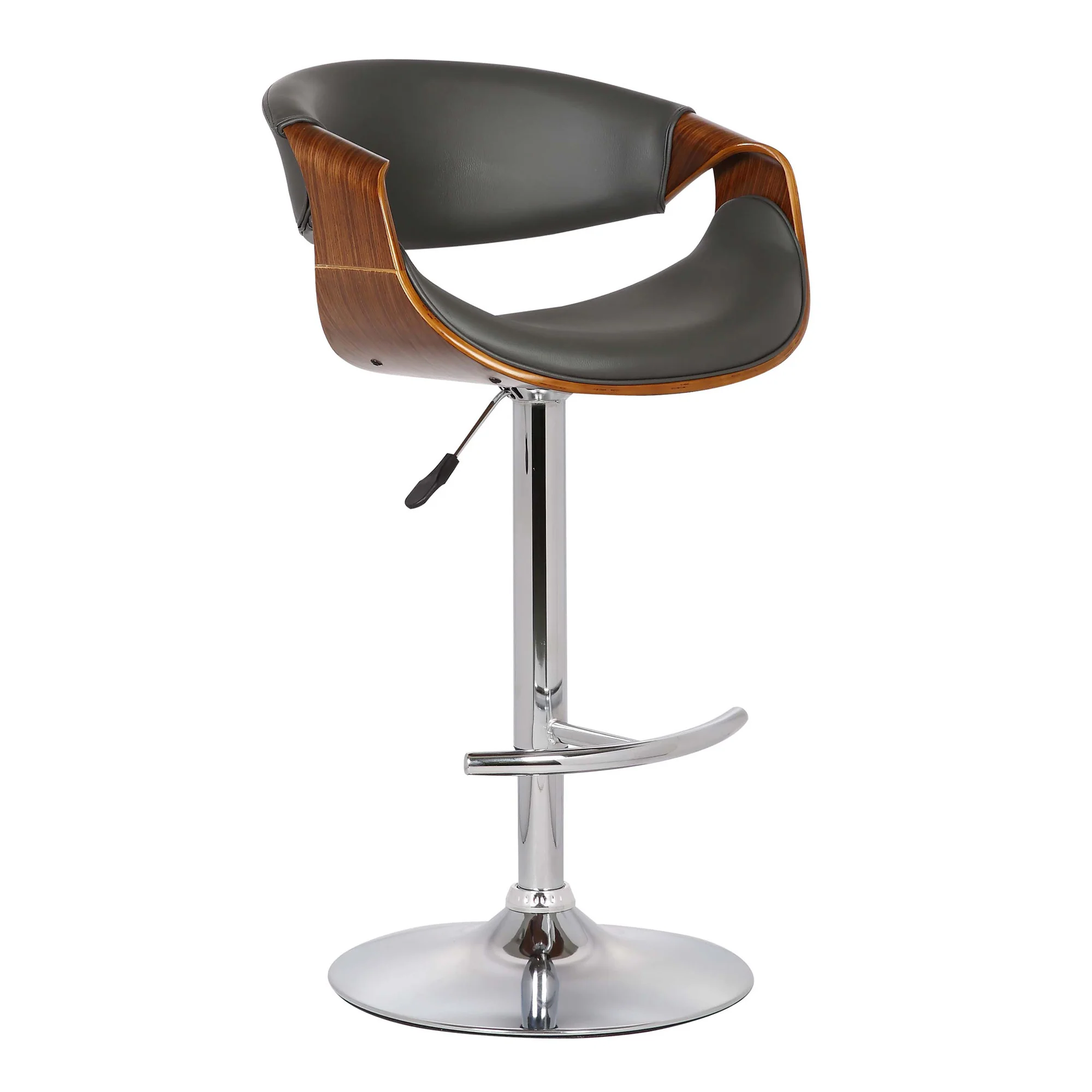 Mod Adjustable Grey Faux Leather Swivel Bar Stool By Homeroots - Image 2