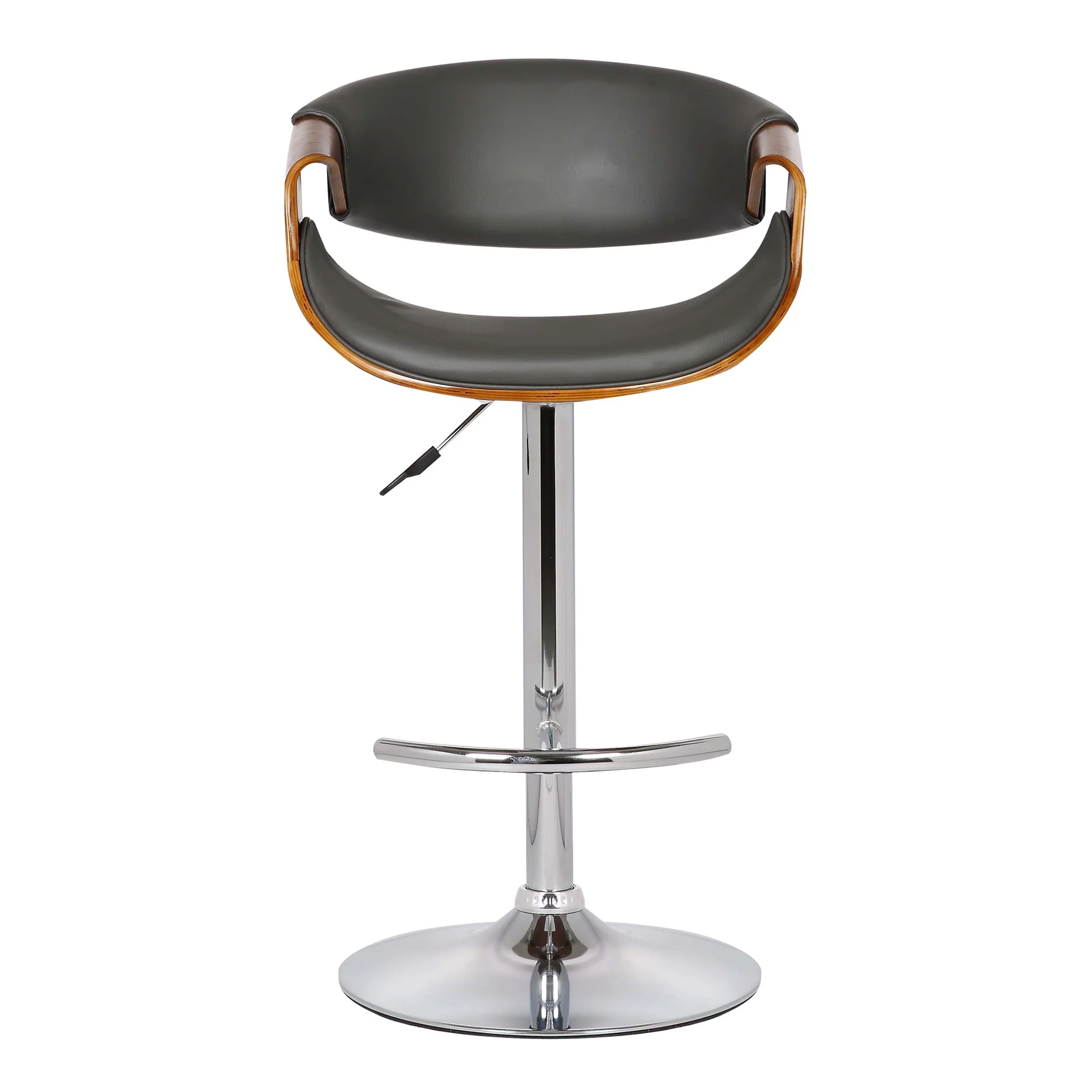 Mod Adjustable Grey Faux Leather Swivel Bar Stool By Homeroots - Image 3