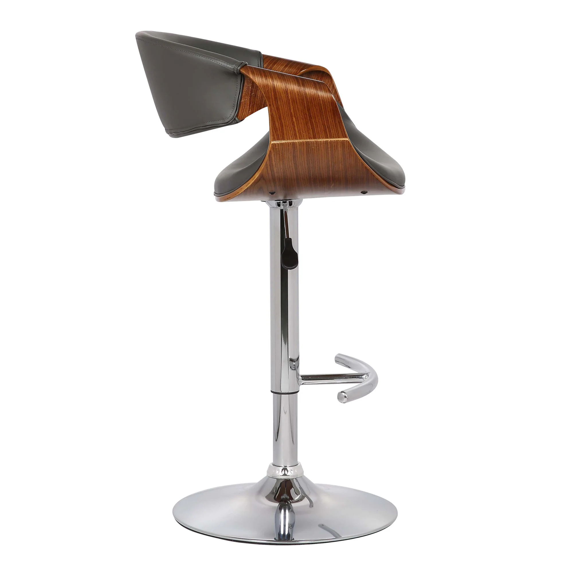 Mod Adjustable Grey Faux Leather Swivel Bar Stool By Homeroots - Image 4