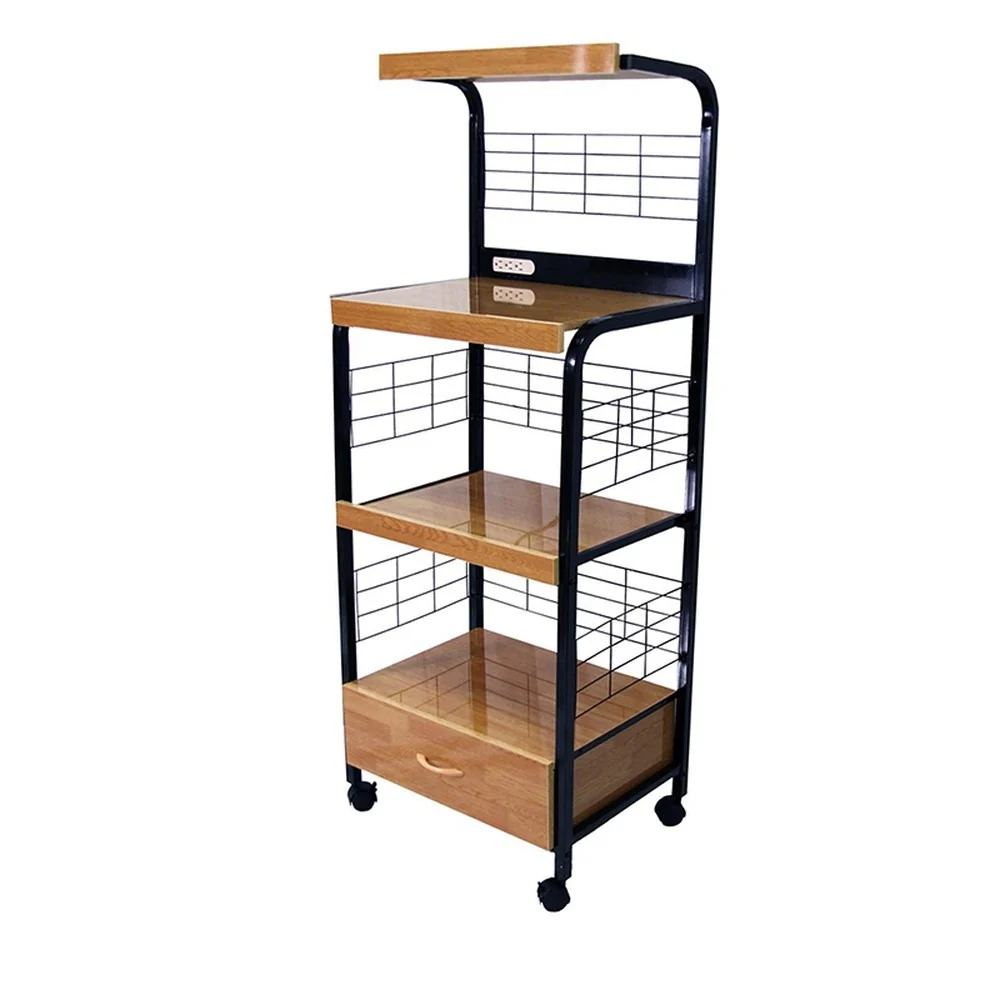 Mod Black And Natural Microwave Kitchen Cart By Homeroots - Image 2