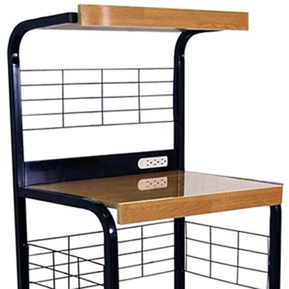 Mod Black And Natural Microwave Kitchen Cart By Homeroots - Image 3