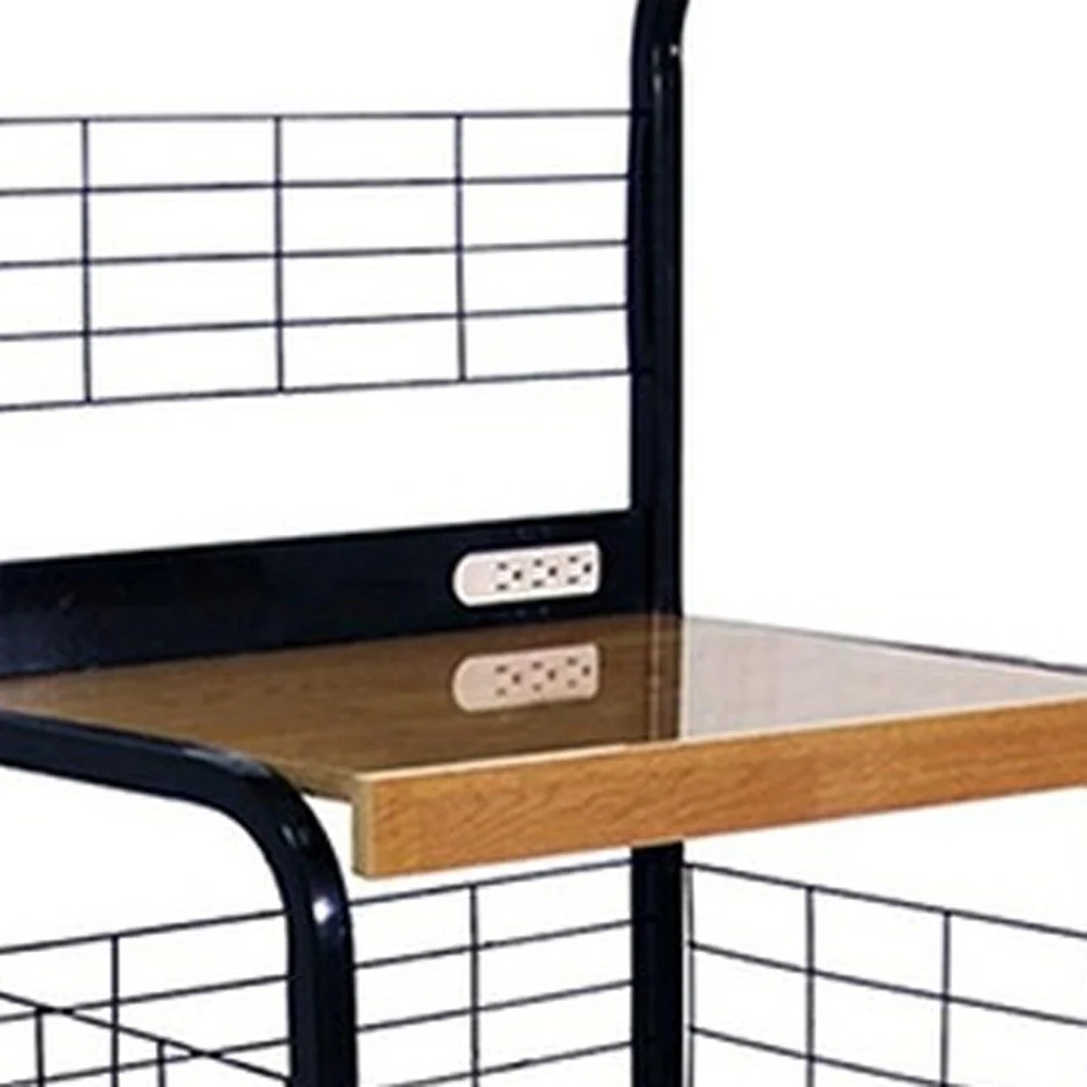 Mod Black And Natural Microwave Kitchen Cart By Homeroots - Image 4