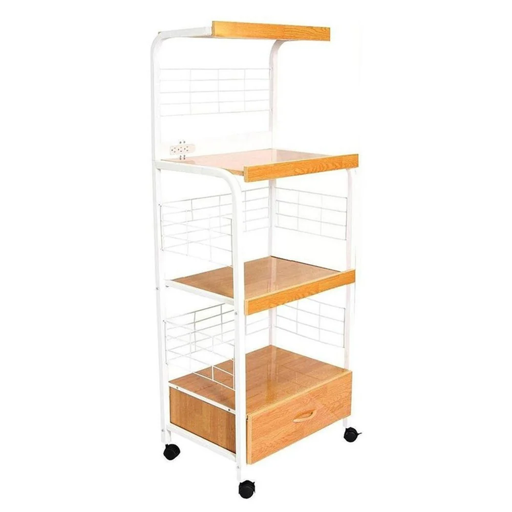 Mod Black And Natural Microwave Kitchen Cart By Homeroots - Image 6