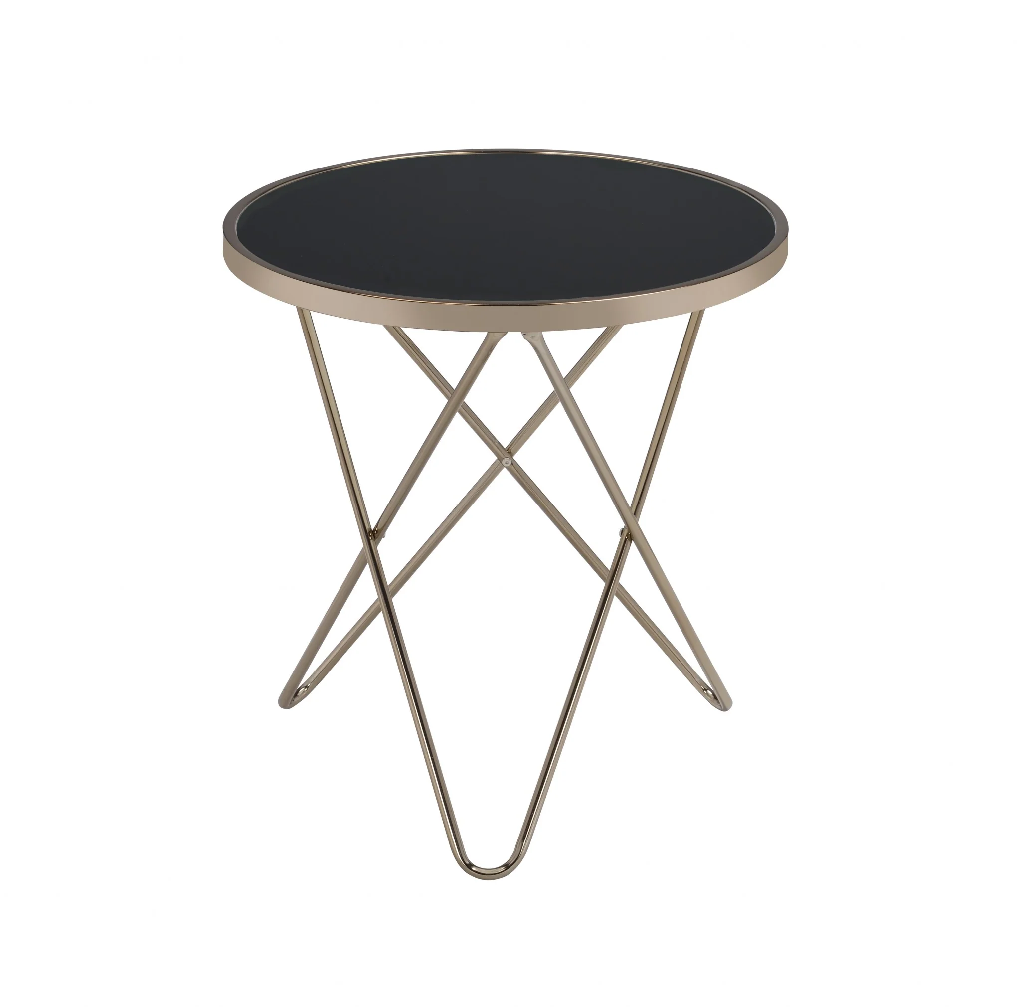 Mod Black Glass and Geo Gold End Table By Homeroots - Image 2