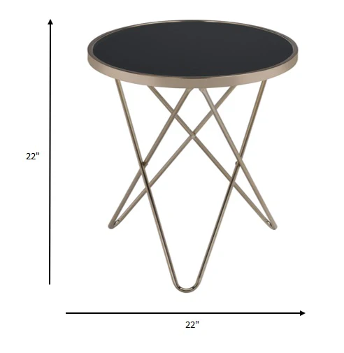 Mod Black Glass and Geo Gold End Table By Homeroots - Image 3