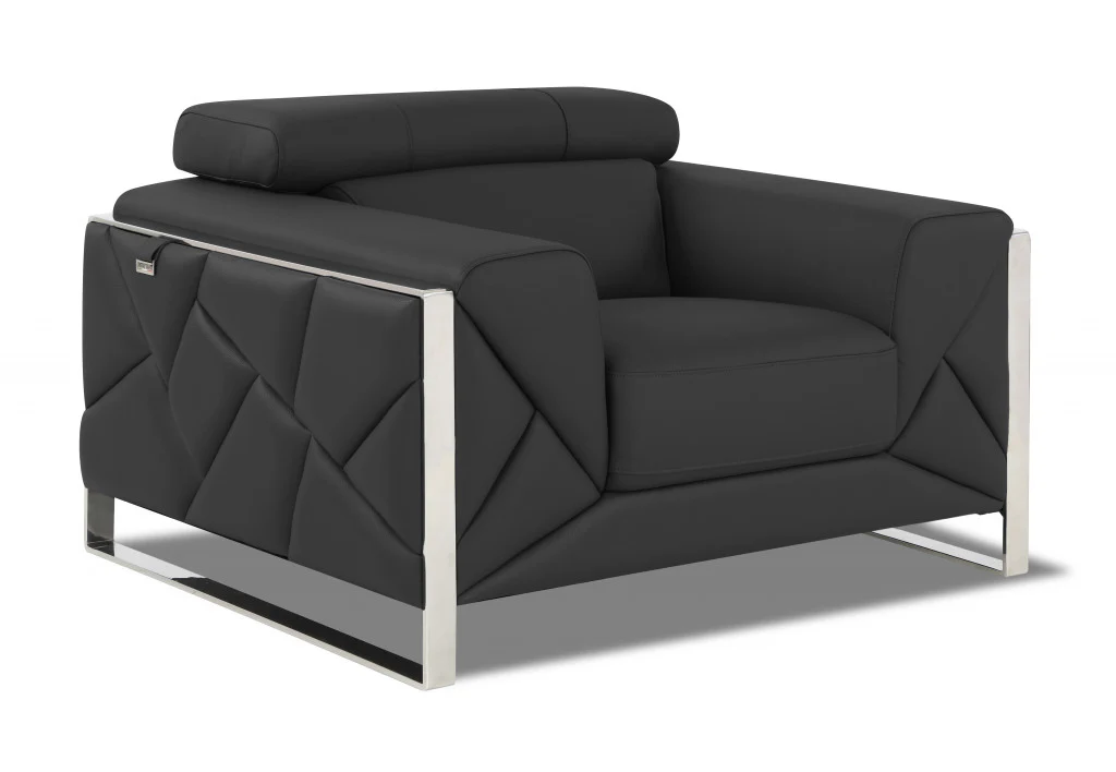 Mod Black Leather and Chrome Deco Accent Chair By Homeroots - Image 12