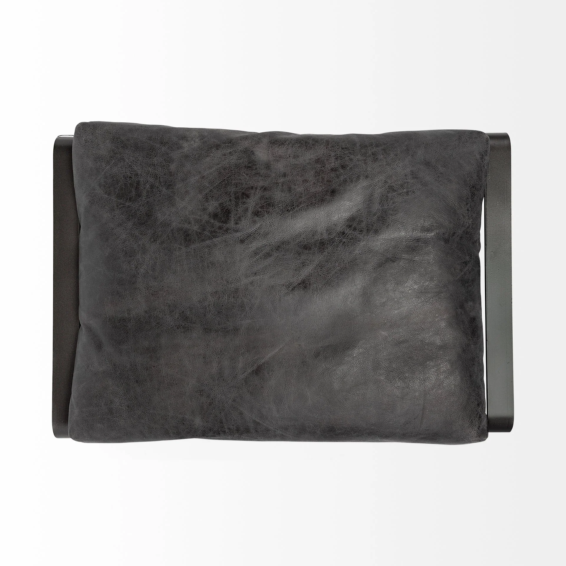 Mod Black Leather Metal Base Ottoman By Homeroots - Image 5