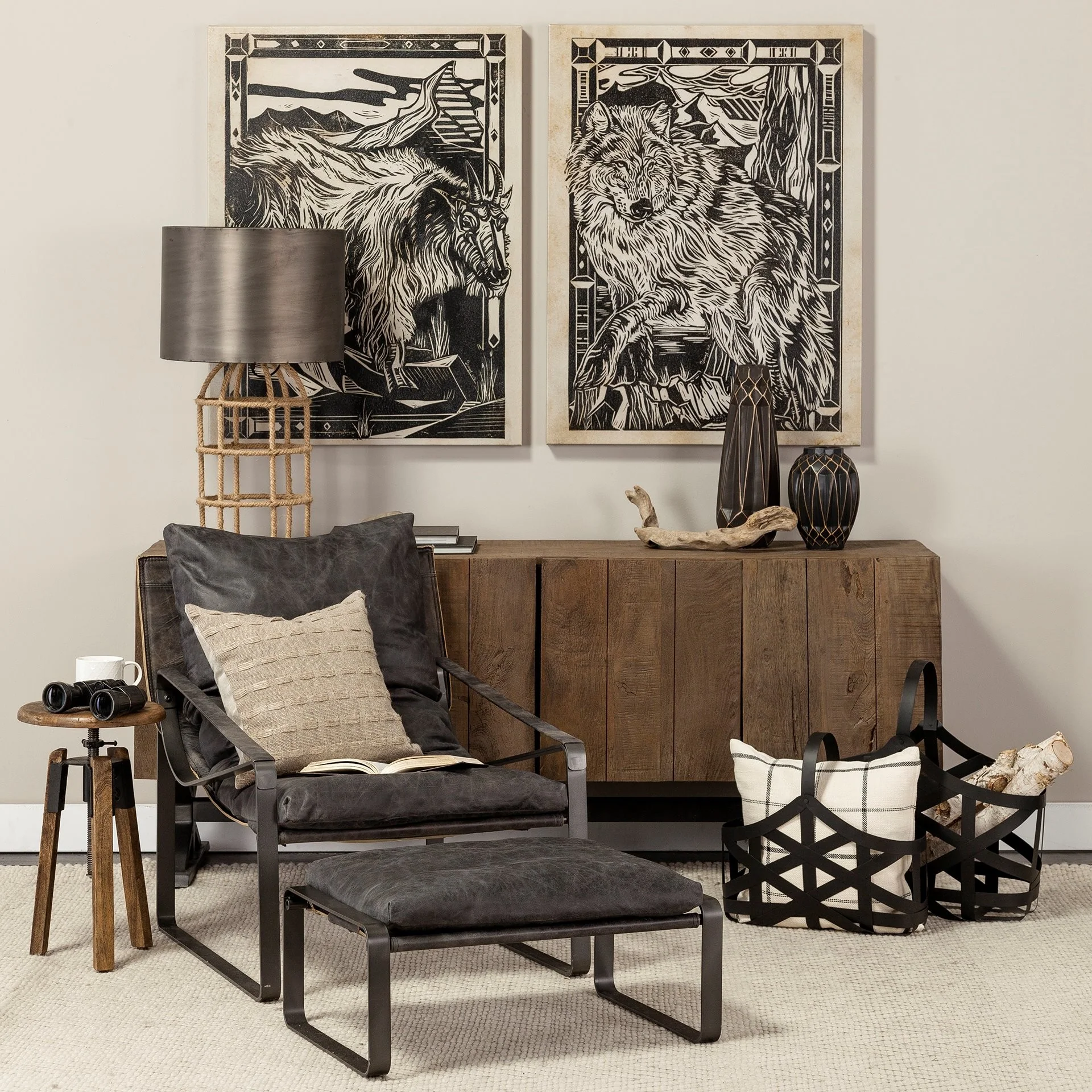 Mod Black Leather Metal Base Ottoman By Homeroots - Image 9