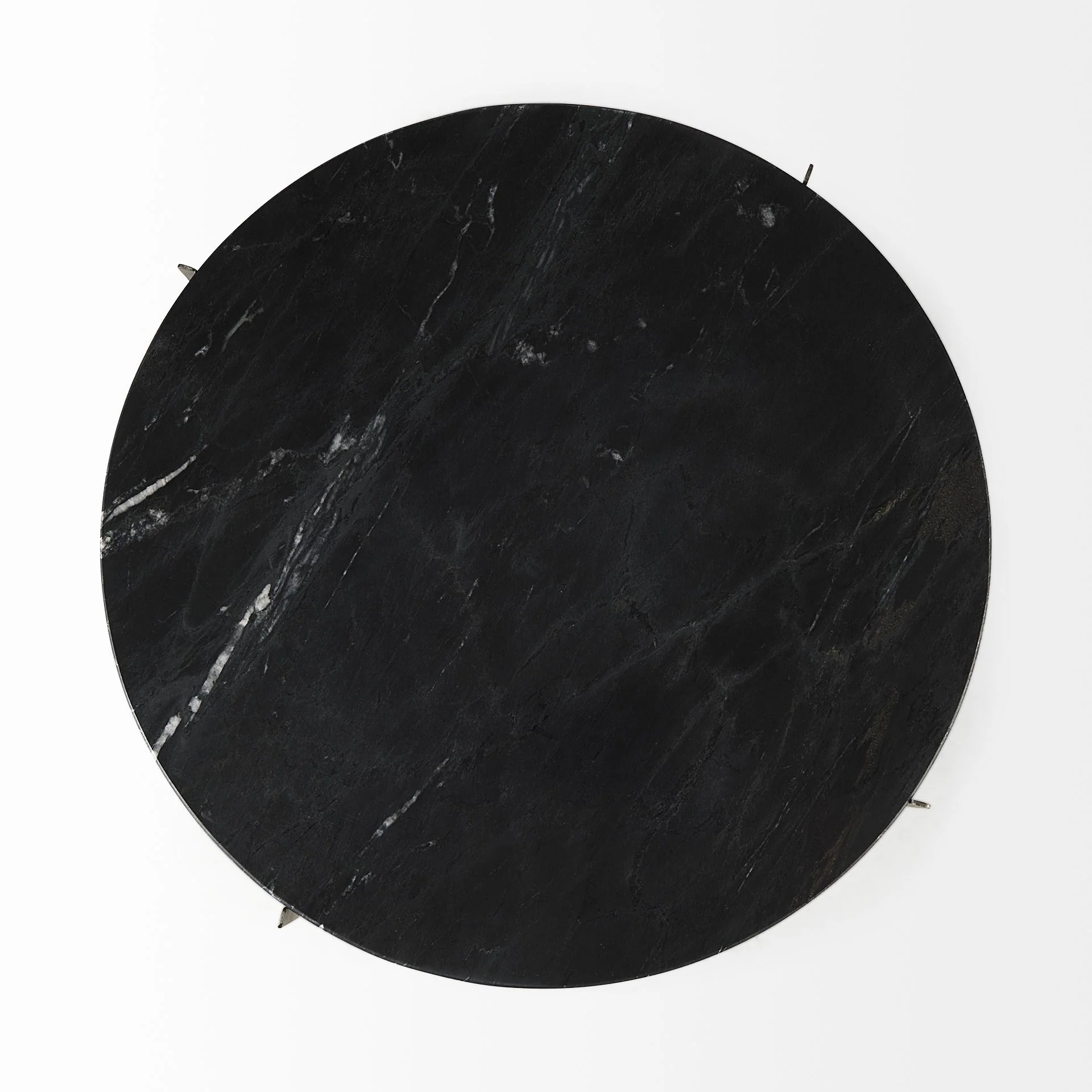Mod Black Marble Antiqued Nickel Side Table By Homeroots - Image 7