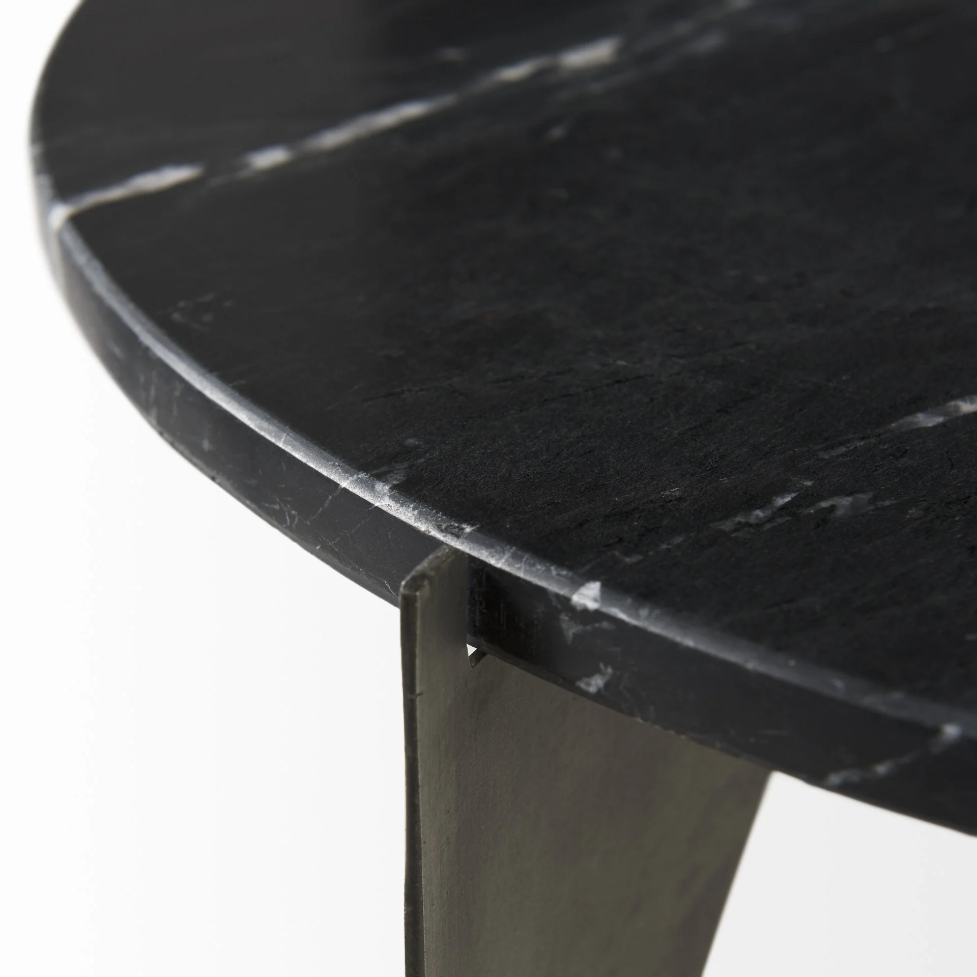 Mod Black Marble Antiqued Nickel Side Table By Homeroots - Image 8