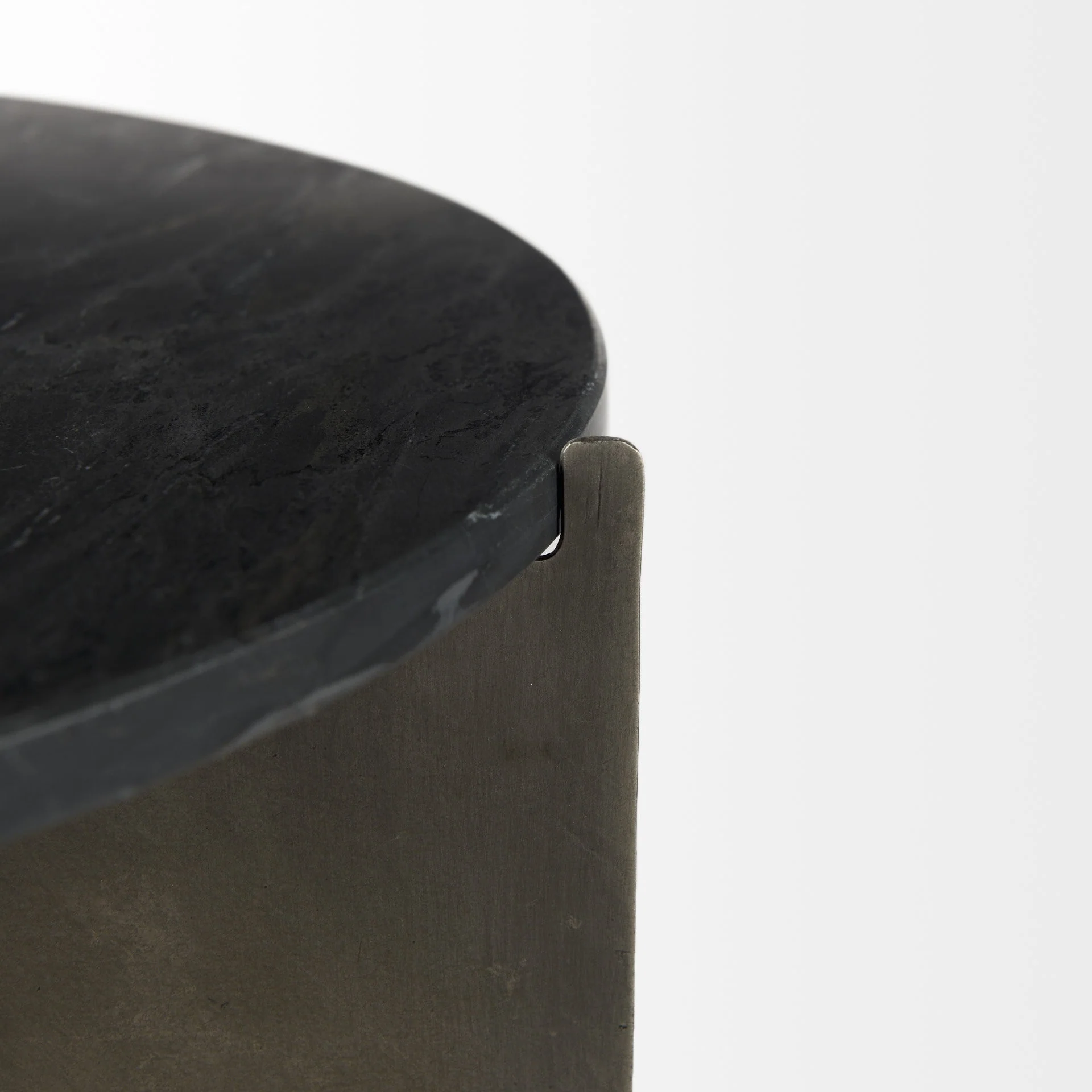 Mod Black Marble Antiqued Nickel Side Table By Homeroots - Image 9