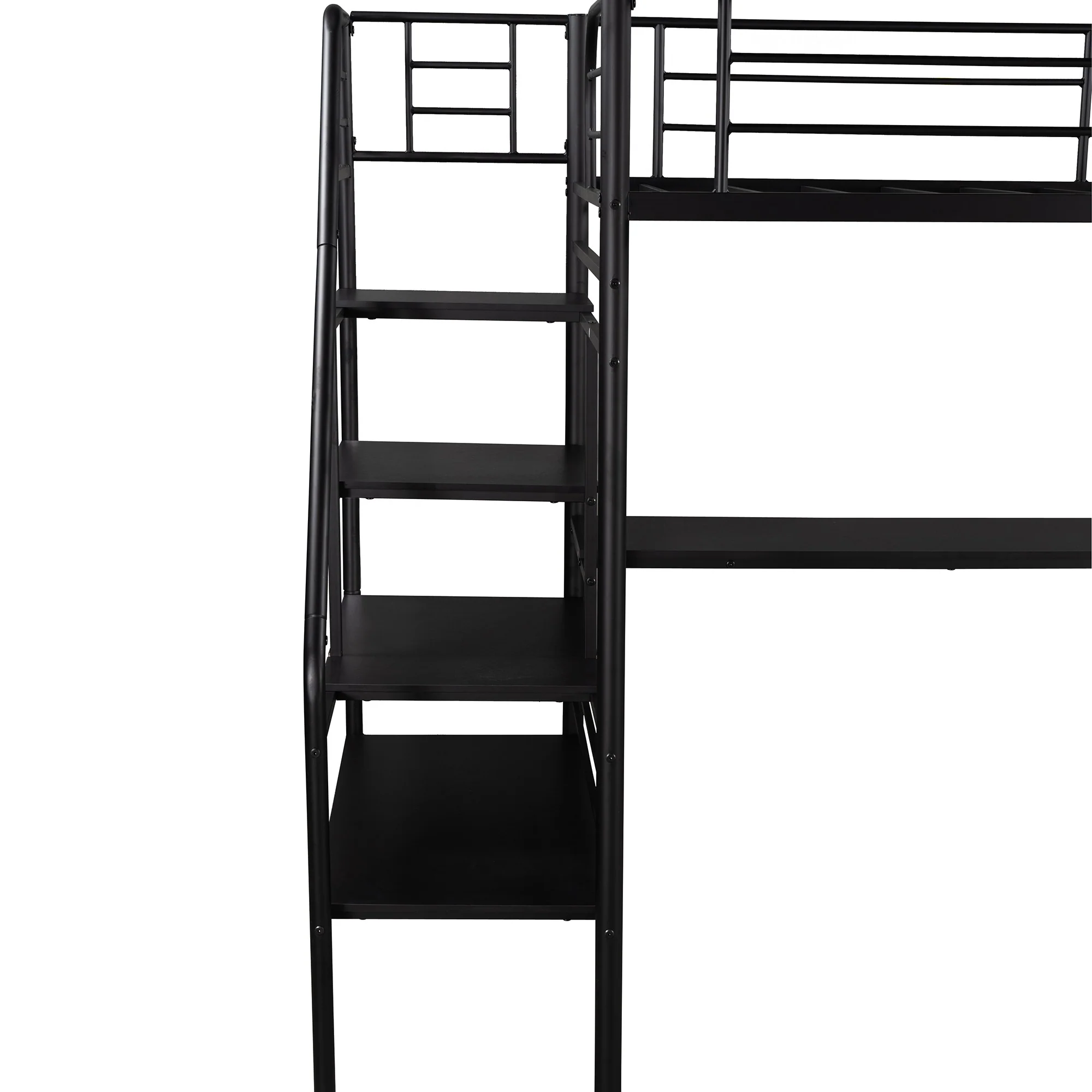 Mod Black Twin Size Metal Loft Bed With Desk And Stairs By Homeroots - Image 9