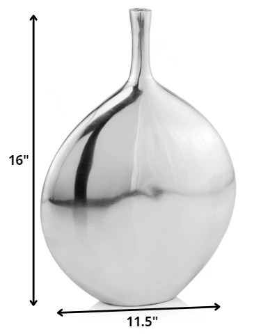 Mod Buffed Silver Long Neck Disc Vase By Homeroots - Image 2