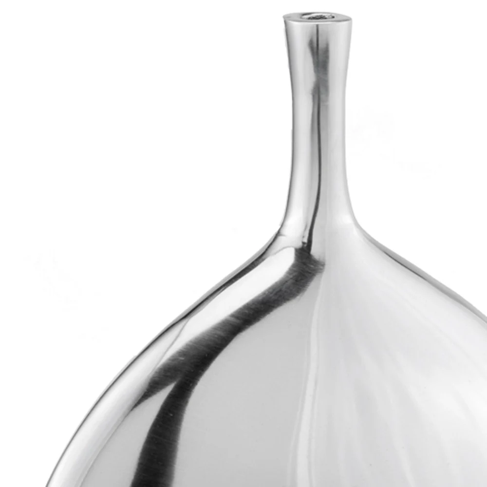 Mod Buffed Silver Long Neck Disc Vase By Homeroots - Image 4
