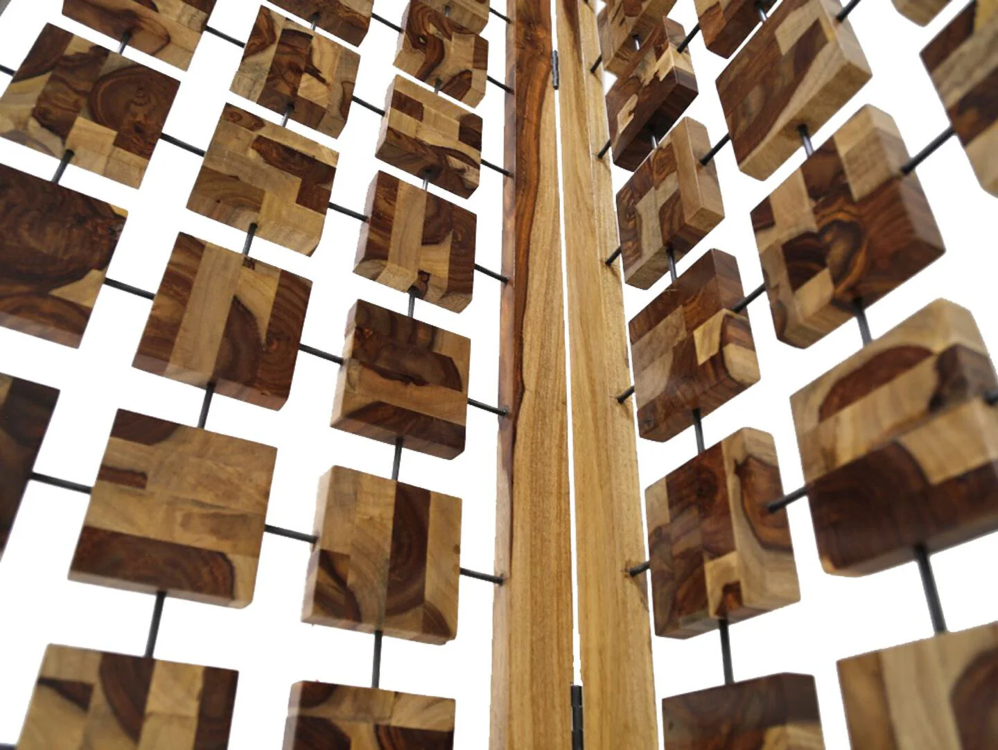 Mod Floating Wood Squares Three Panel Room Divider Screen By Homeroots - Image 3