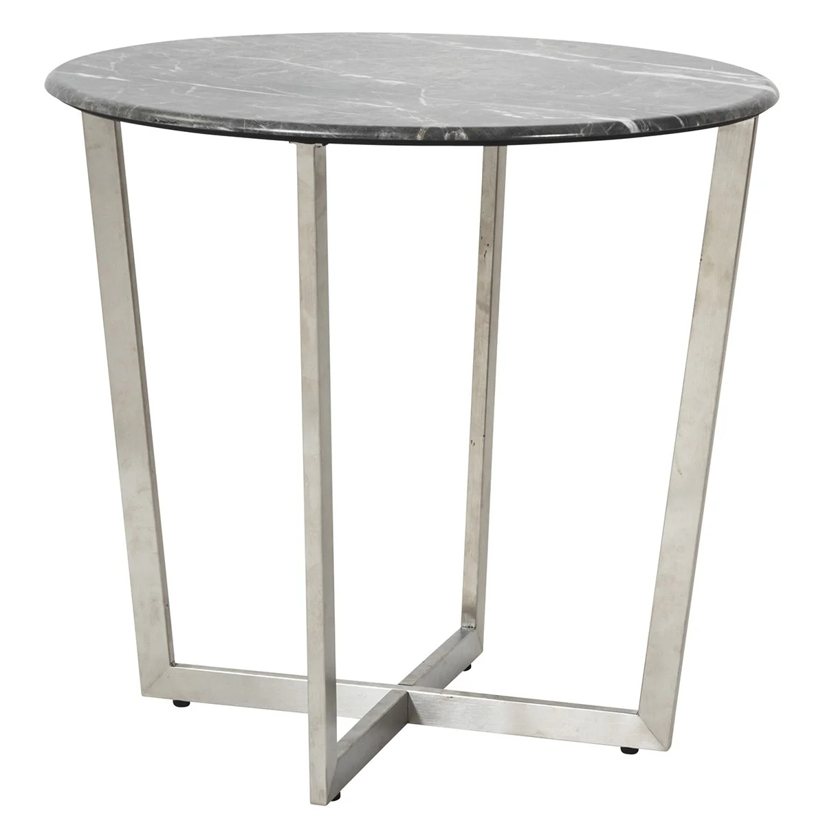Mod Geo Chrome and Black Round Faux Marble Side Table By Homeroots - Image 2