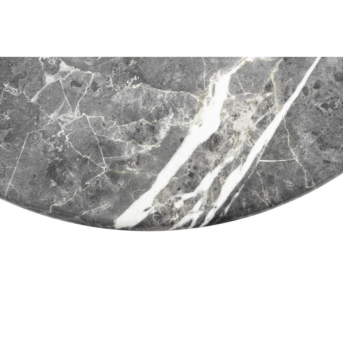 Mod Geo Chrome and Black Round Faux Marble Side Table By Homeroots - Image 4