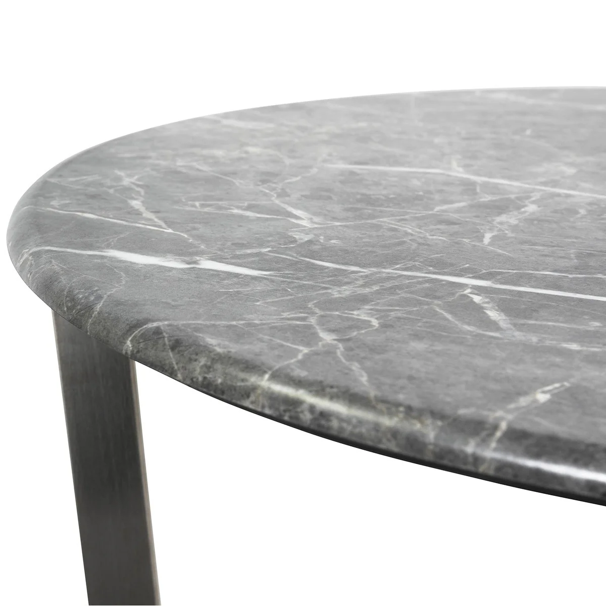 Mod Geo Chrome and Black Round Faux Marble Side Table By Homeroots - Image 5