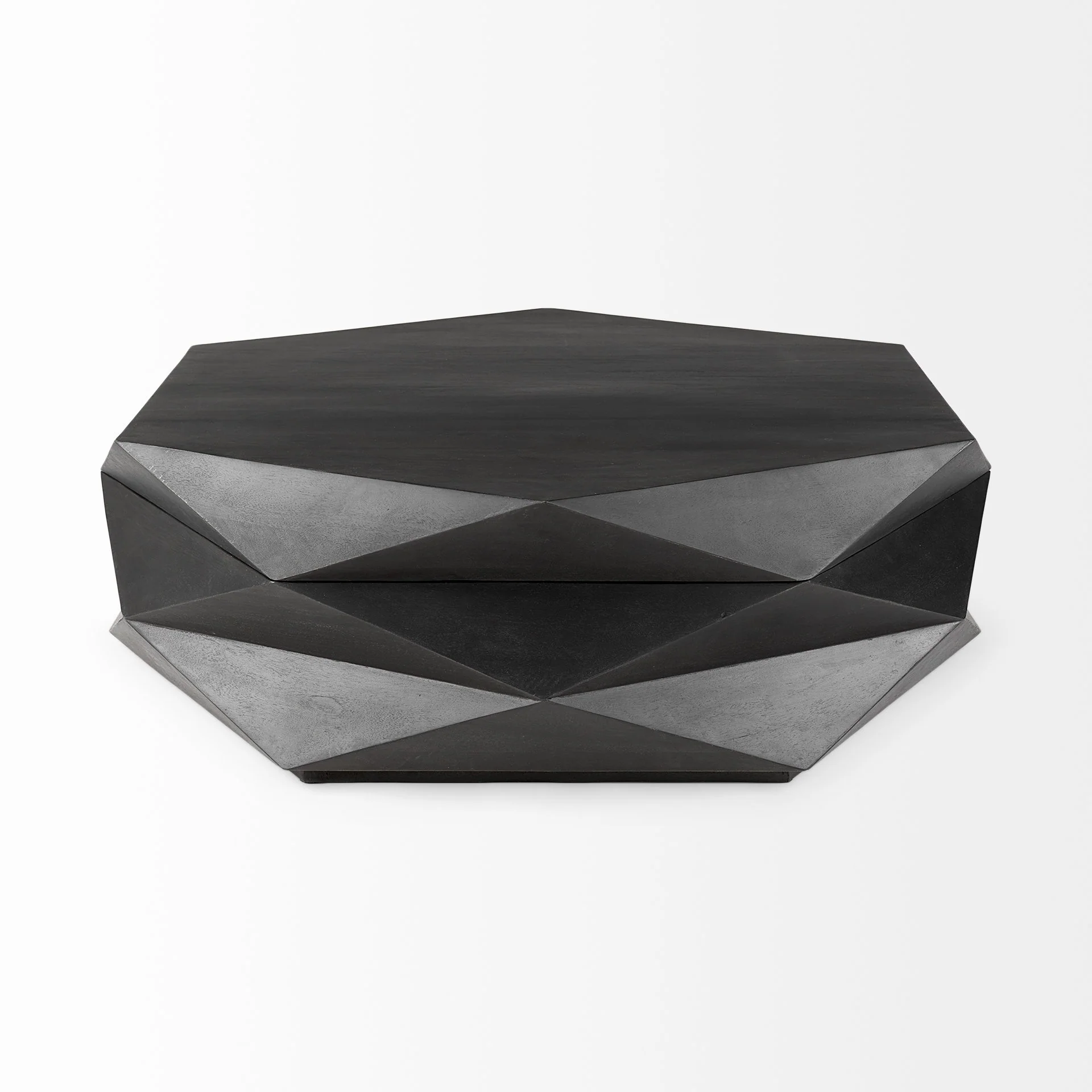 Mod Geometric Black Solid Wood Coffee Table By Homeroots - Image 3