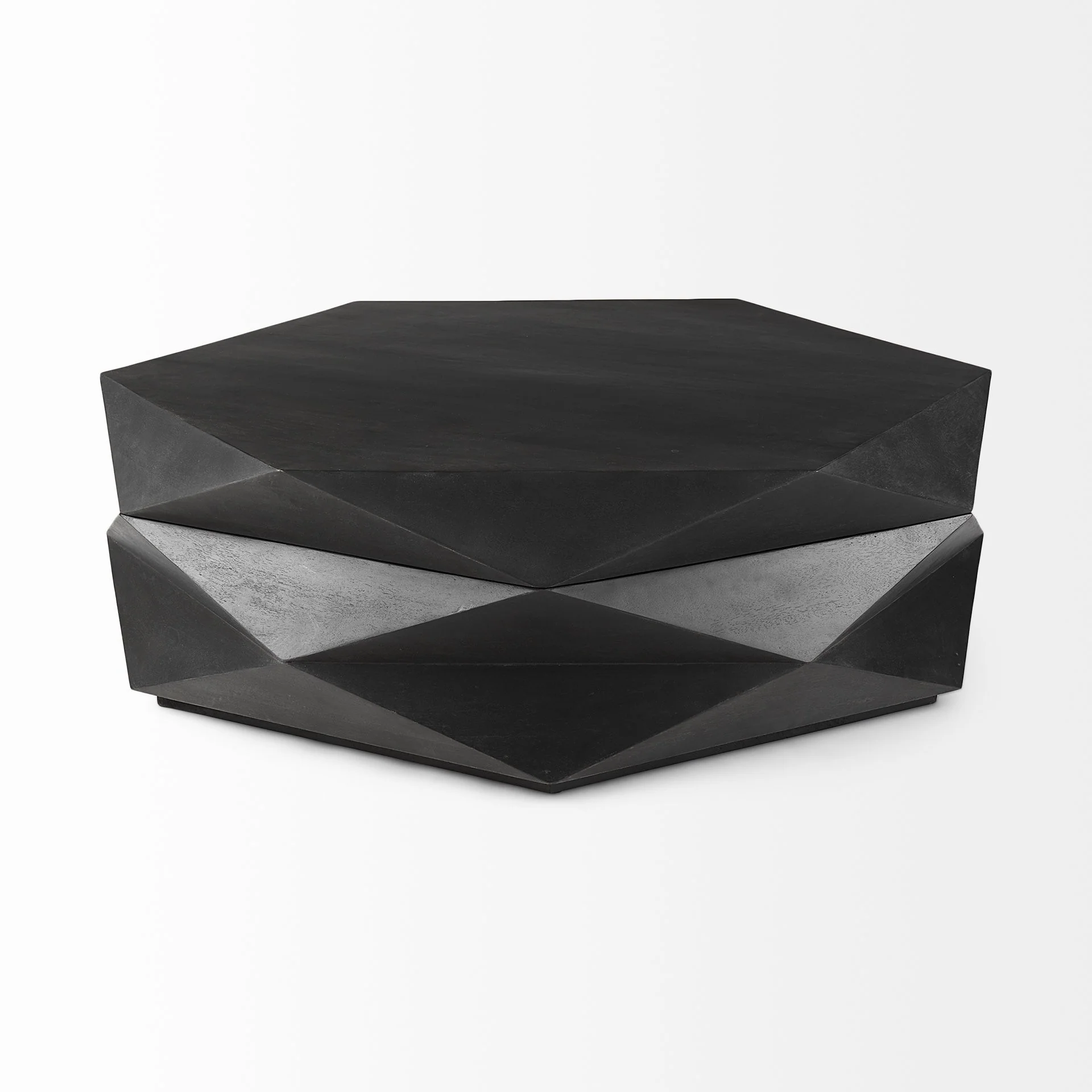 Mod Geometric Black Solid Wood Coffee Table By Homeroots - Image 4