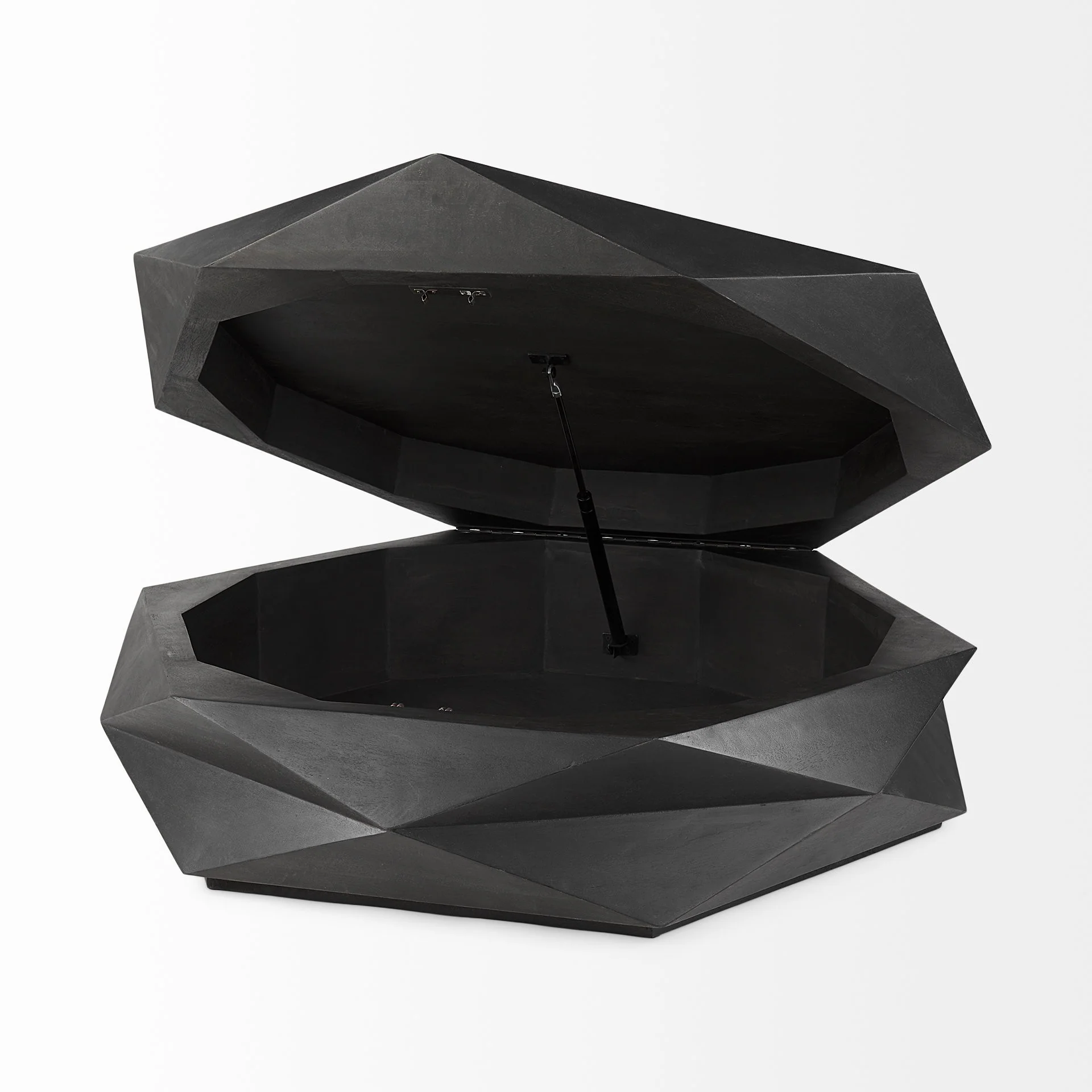 Mod Geometric Black Solid Wood Coffee Table By Homeroots - Image 5