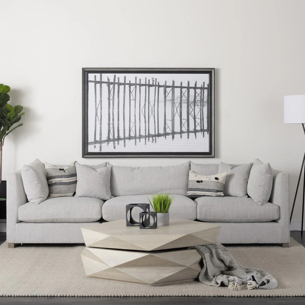 Mod Geometric Whitewash Solid Wood Coffee Table By Homeroots - Image 2