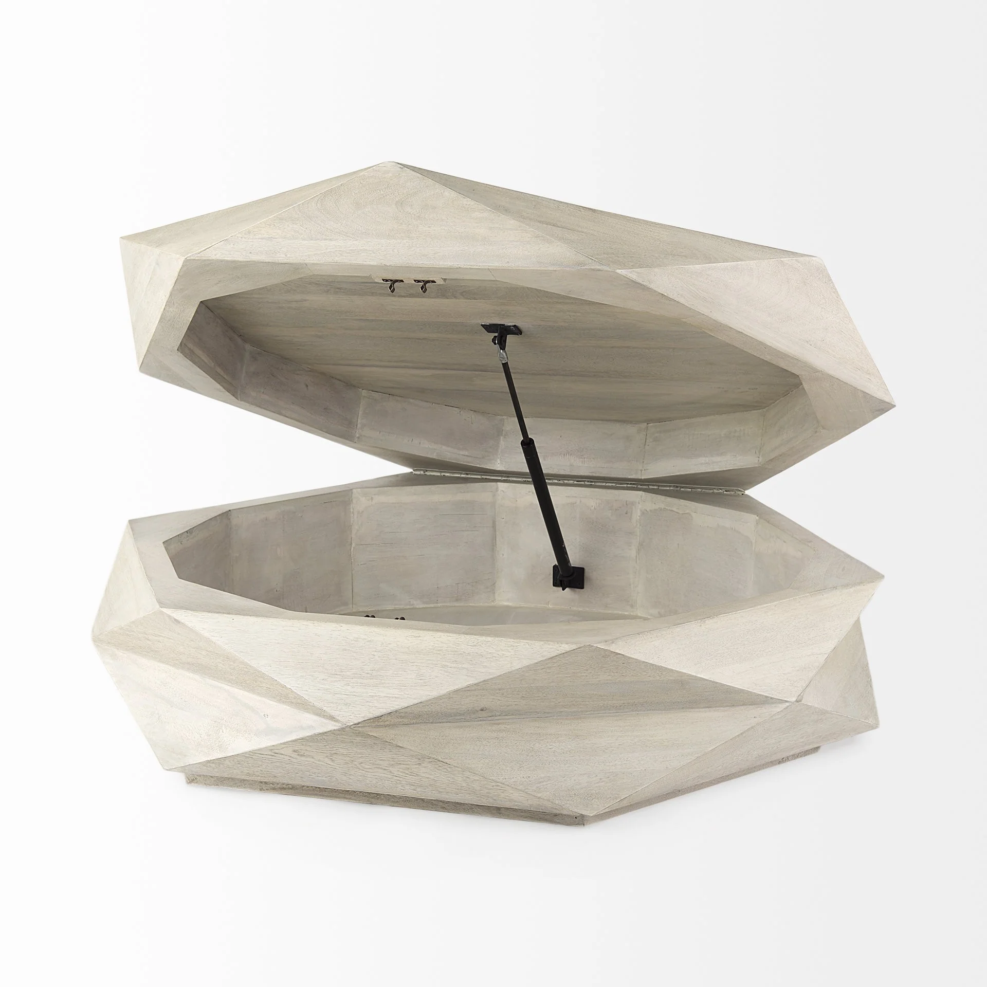 Mod Geometric Whitewash Solid Wood Coffee Table By Homeroots - Image 5