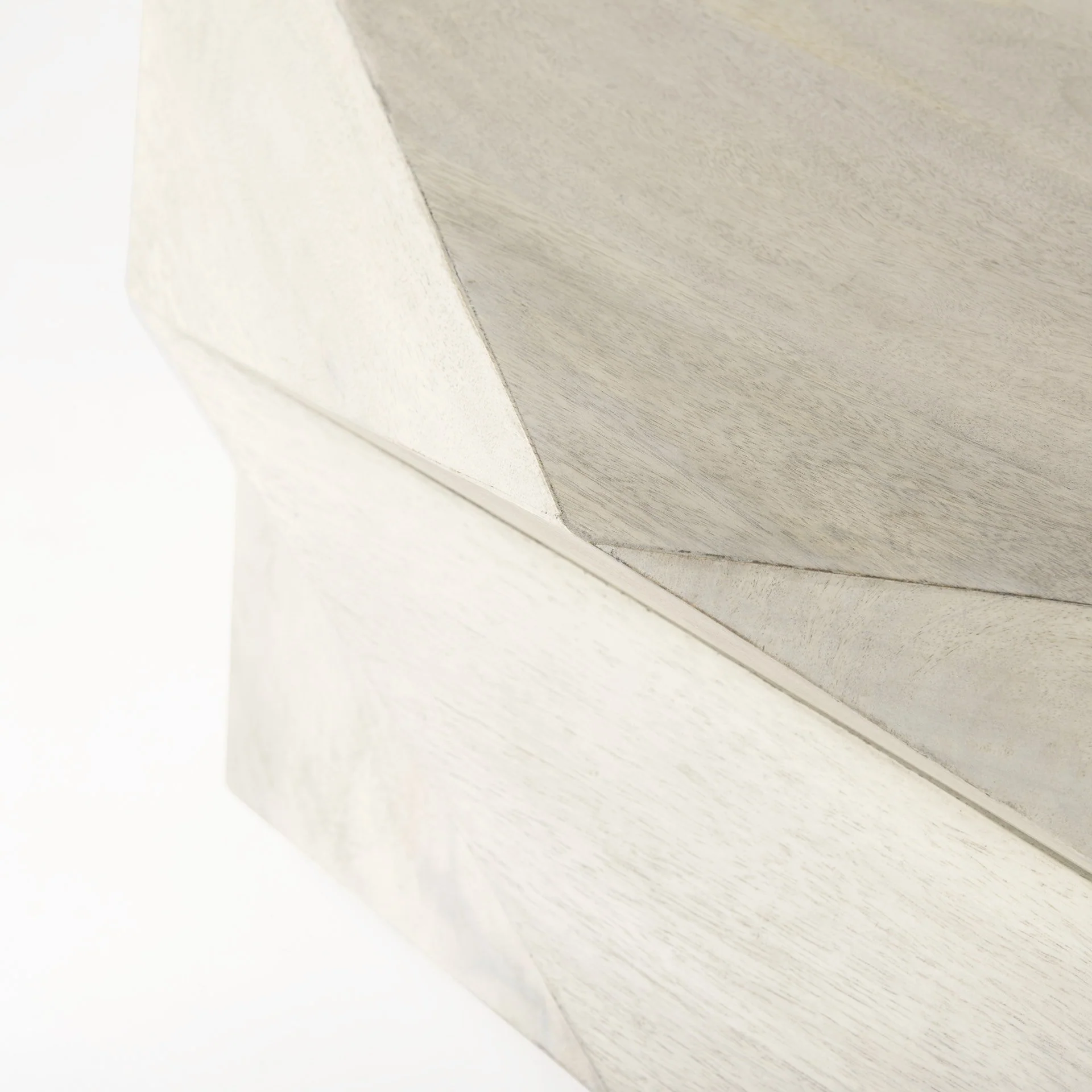 Mod Geometric Whitewash Solid Wood Coffee Table By Homeroots - Image 6