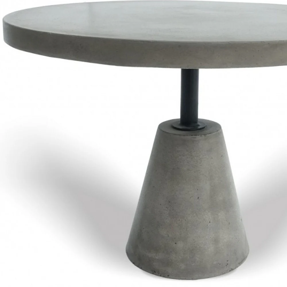 Mod Gray Concrete and Black Metal Pedestal End Table By Homeroots - Image 3