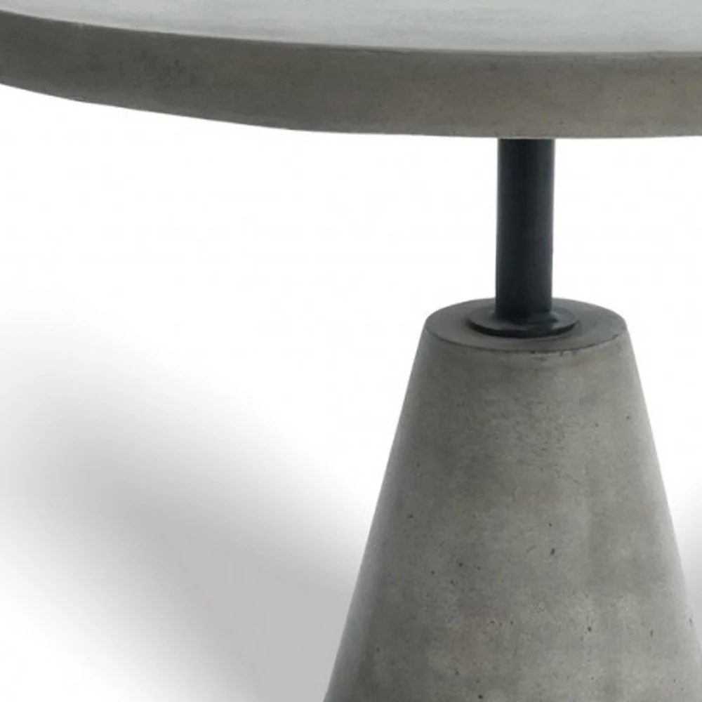 Mod Gray Concrete and Black Metal Pedestal End Table By Homeroots - Image 4