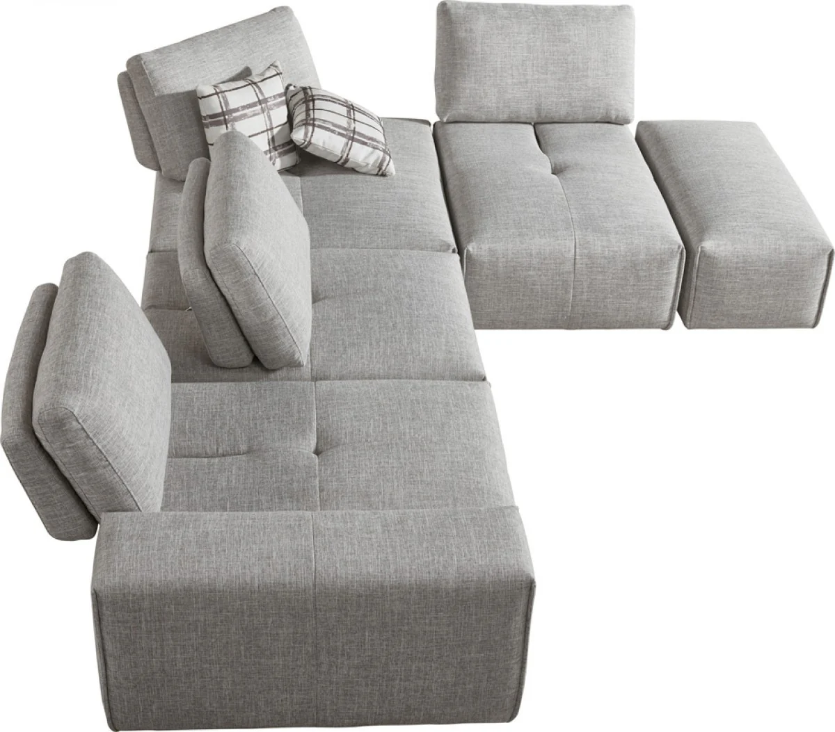Mod Gray Fabric Chunky Modular Sectional Sofa By Homeroots - Image 2