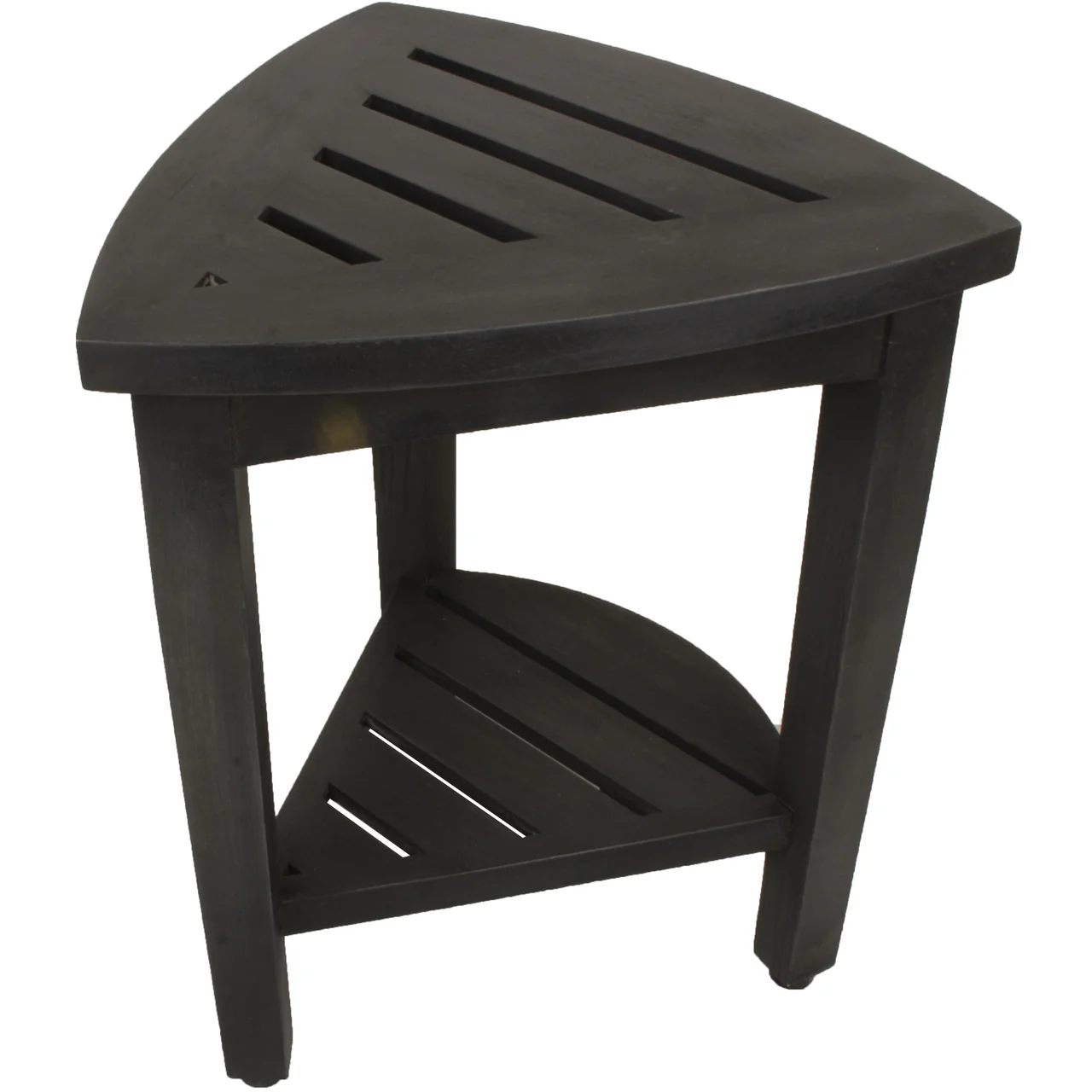 Mod Gray Teak 18" Curvilinear Corner Shower Bench With Shelf By Homeroots - Image 4