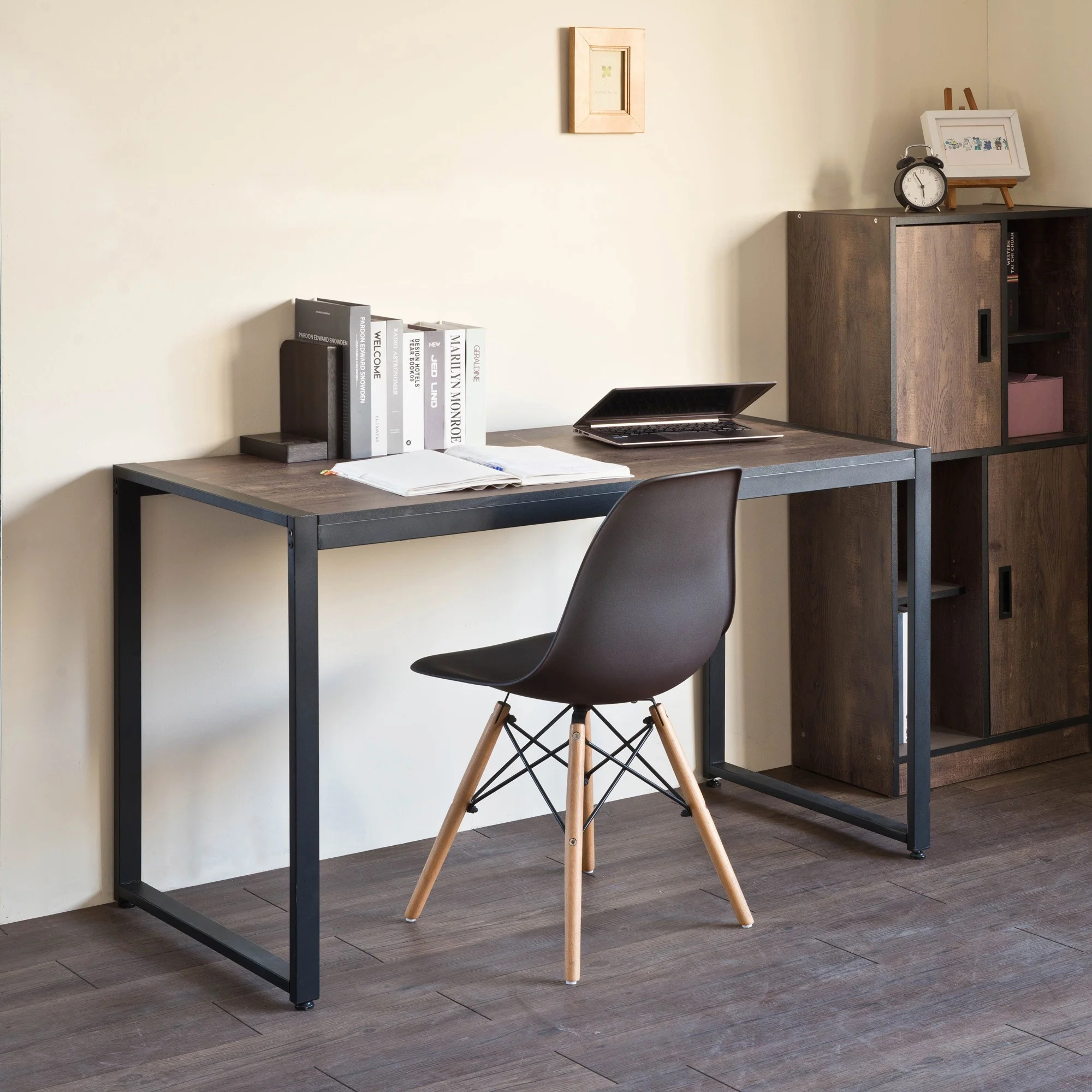 Mod Industrial Black And Walnut Finish Table Desk By Homeroots - Image 2