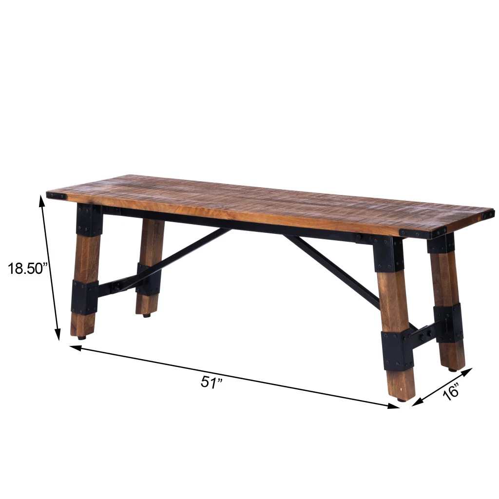 Mod Industrial Rustic Wood Bench By Homeroots - Image 2