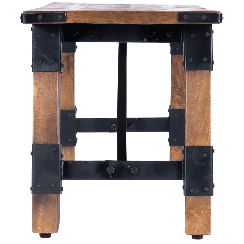 Mod Industrial Rustic Wood Bench By Homeroots - Image 4