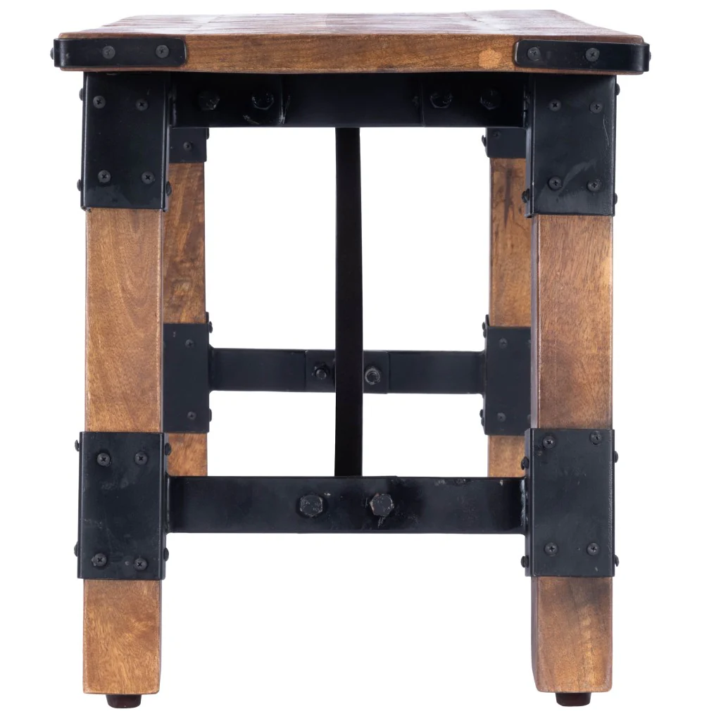 Mod Industrial Rustic Wood Bench By Homeroots - Image 6