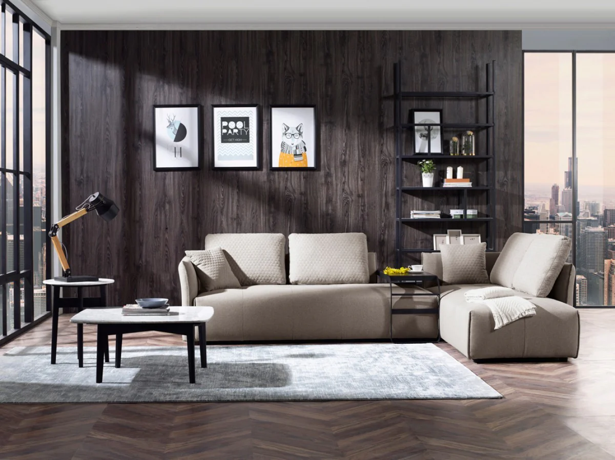 Mod Light Gray Fabric Modular Sectional Sofa Bed By Homeroots - Image 2