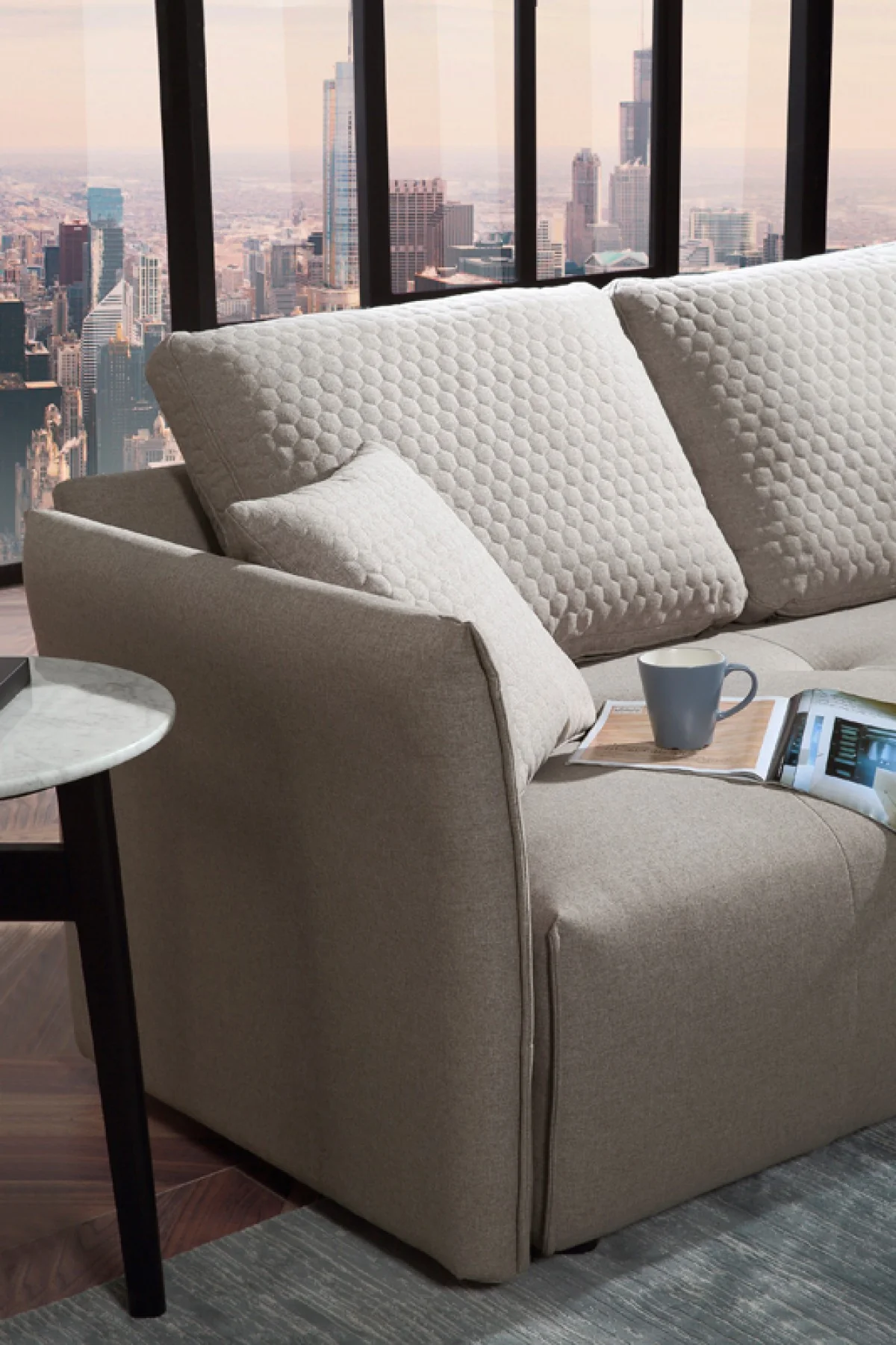 Mod Light Gray Fabric Modular Sectional Sofa Bed By Homeroots - Image 4