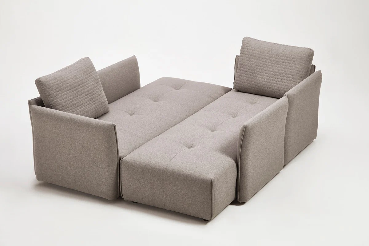 Mod Light Gray Fabric Modular Sectional Sofa Bed By Homeroots - Image 5