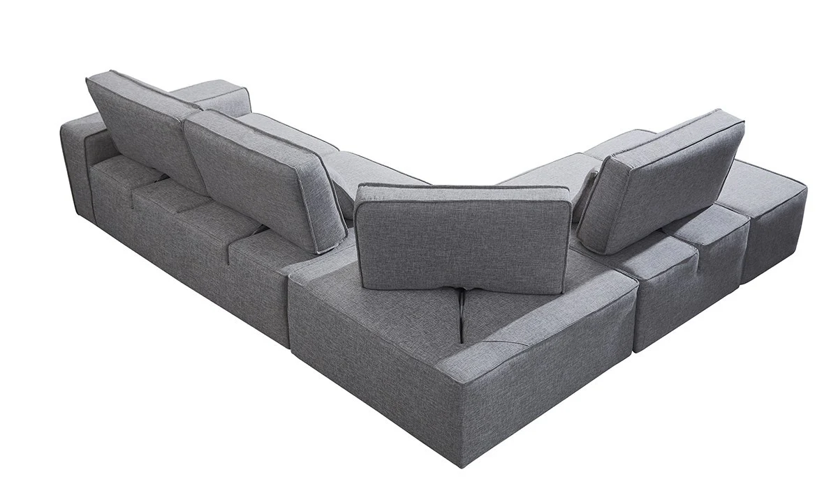 Mod Light Gray Fabric Right Facing Sectional Sofa with Ottoman By Homeroots - Image 5