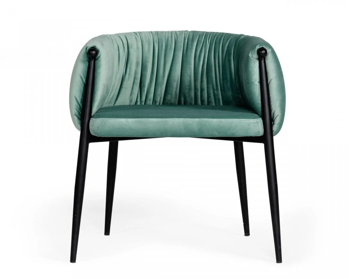 Mod Light Green and Black Velvet Dining or Side Chair By Homeroots - Image 2