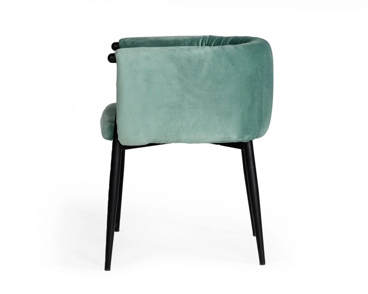 Mod Light Green and Black Velvet Dining or Side Chair By Homeroots - Image 3
