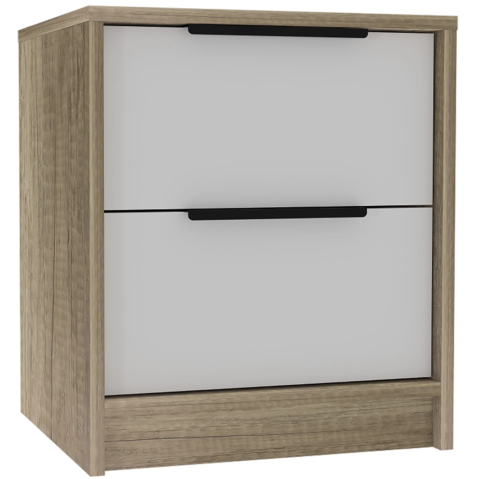 Mod Light Oak And White Two Drawer Nightstand By Homeroots - Image 2
