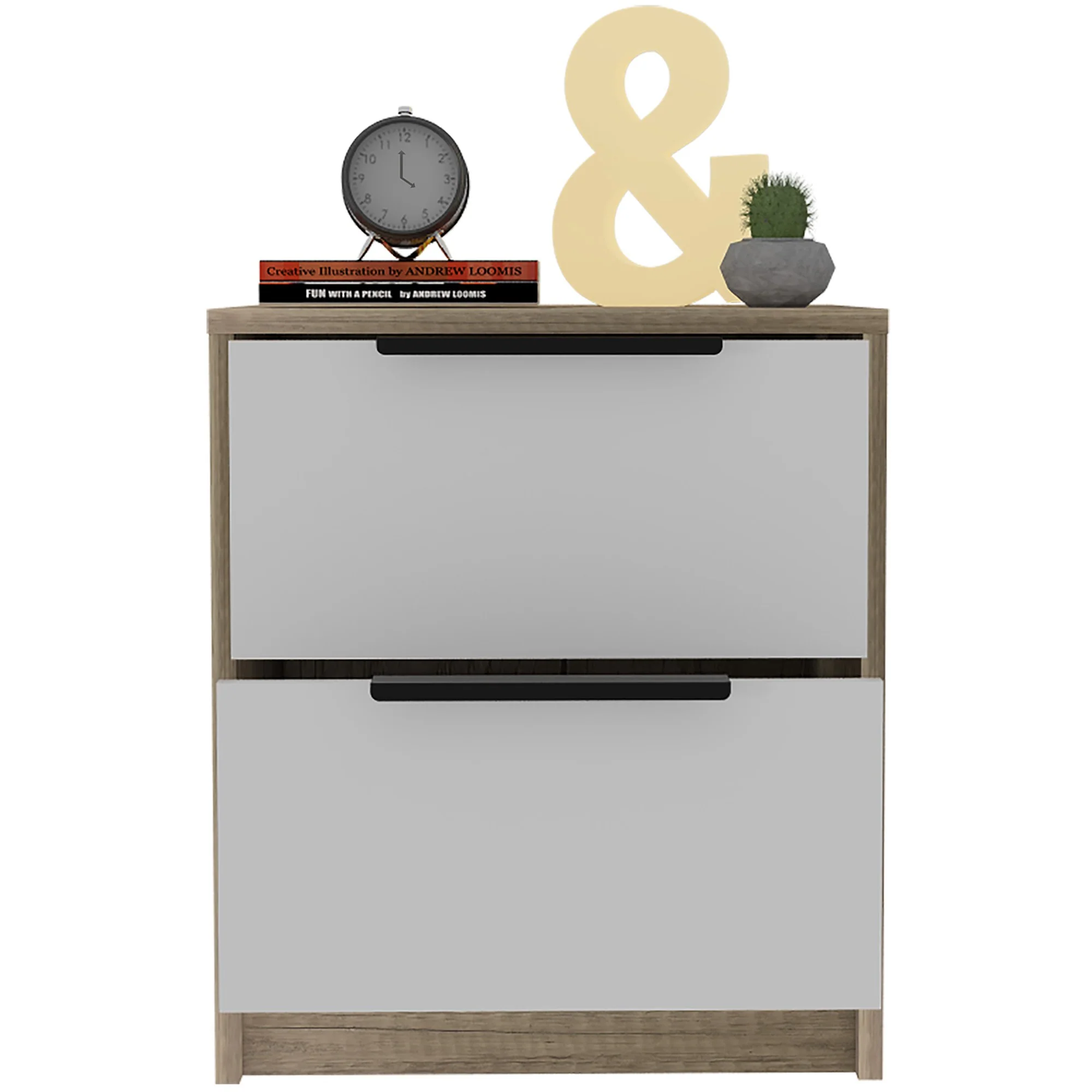 Mod Light Oak And White Two Drawer Nightstand By Homeroots - Image 6