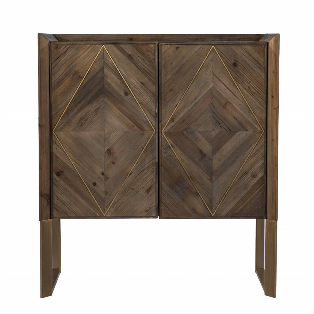 Mod Natural And Gold Reclaimed Wood Accent Cabinet By Homeroots - Image 4